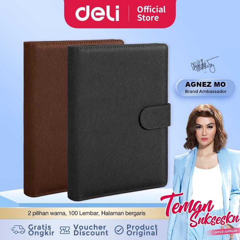 

Deli Loose-leaf Notebook Buku Catatan 25K 210x145mm 100 Lembar Warna Coklat Hitam 3151