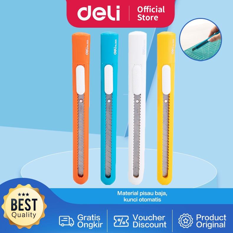 

Deli Cutter dengan pisau baja SK5 memudahkan untuk memotong dengan sistem kunci otomatis E2025