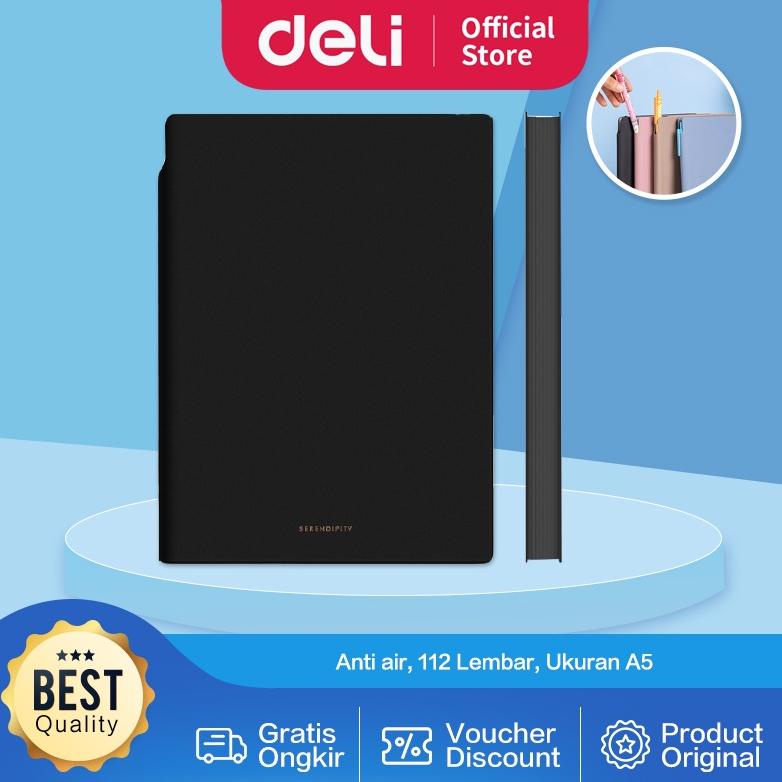 

Deli Leather Cover Notebook / Buku Catatan / Agenda Sampul Kulit A5 96 112 Lembar Soft Cover Paper Pocket EN128L