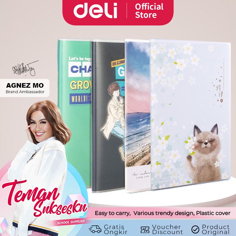 Deli buku notebook sampul plastik A5 72 pages  desain kecil dan lucu T3272