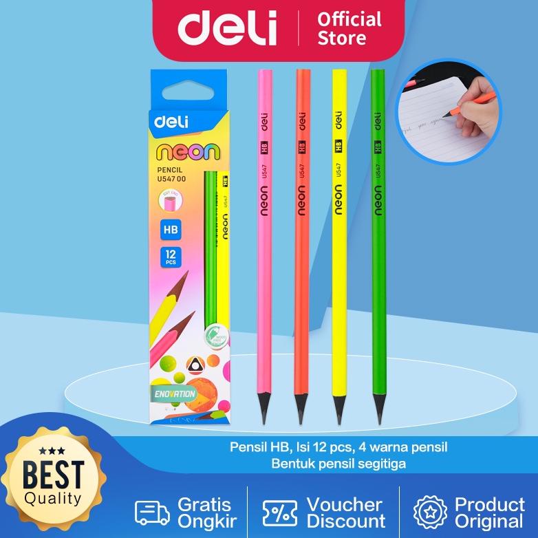 

Deli Pensil Grafit HB 8 175mm 12 pcs / box Desain Berbentuk Segitiga EU54700