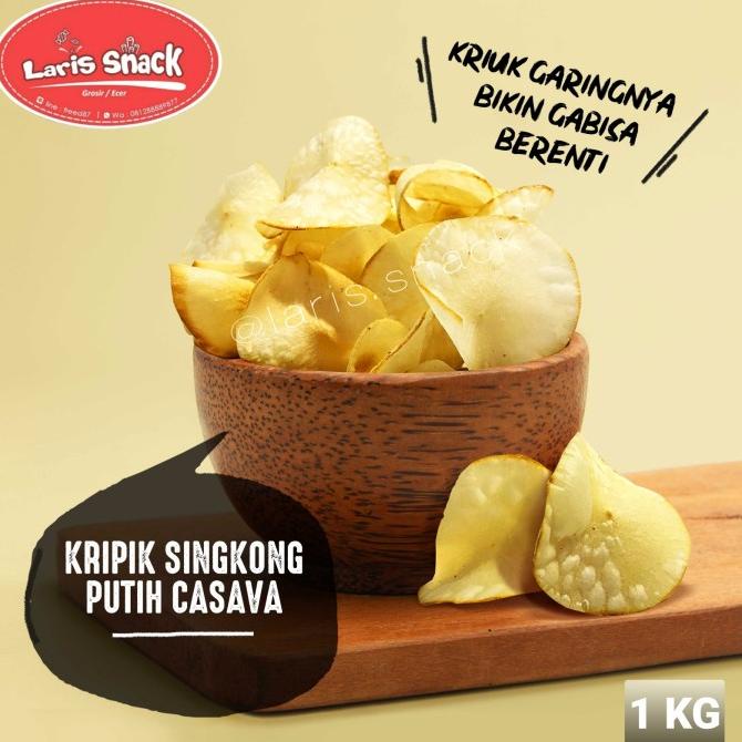 

Keripik Singkong Putih Original Cassava Chips Asin Snack Kiloan 1000gr