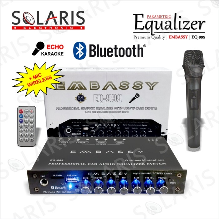 Terlaris Parametric Equalizer Mobil Bluetooth Mic Wireles Embassy Eq-999 Preamp