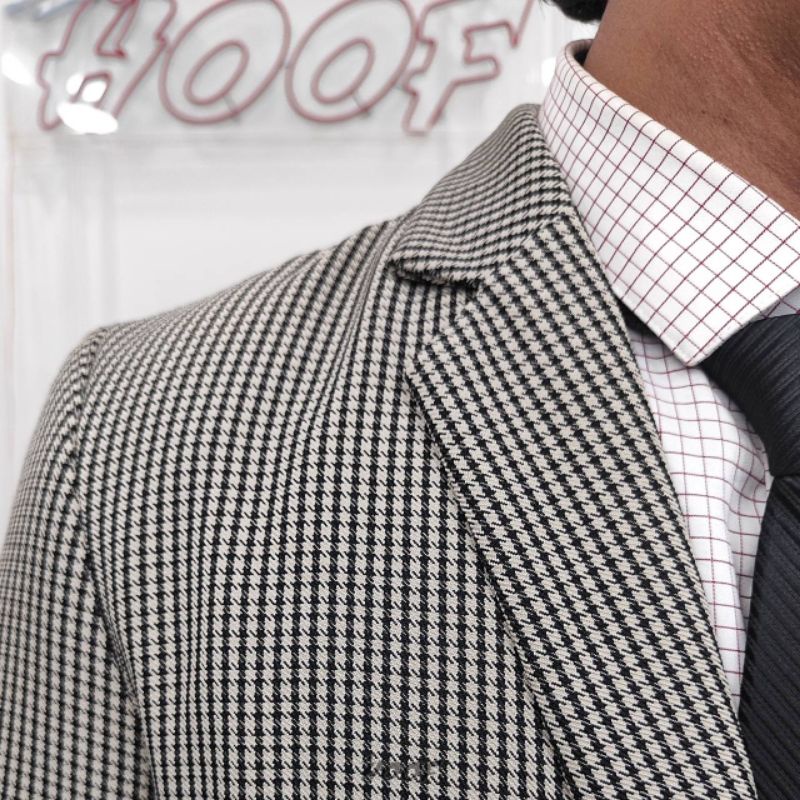 BLAZER HUNSTMAN GREY PRIA - Jas Cowok Abu-Abu Garis Garis Formal Casual