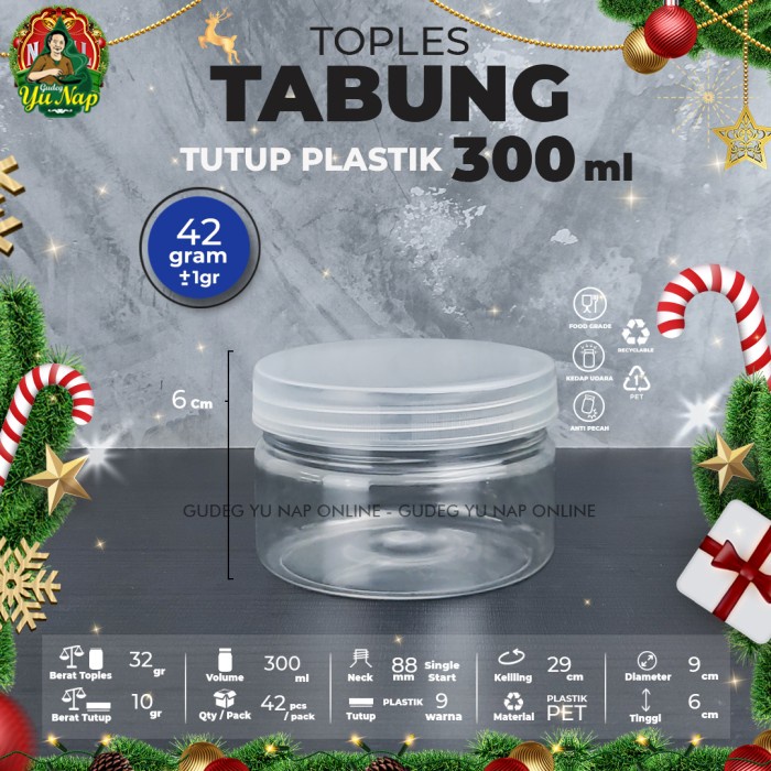 Murah Toples Tabung Silinder 300 ml - Jar Plastik 300ml Fox Tutup Ulir Putar NON COD