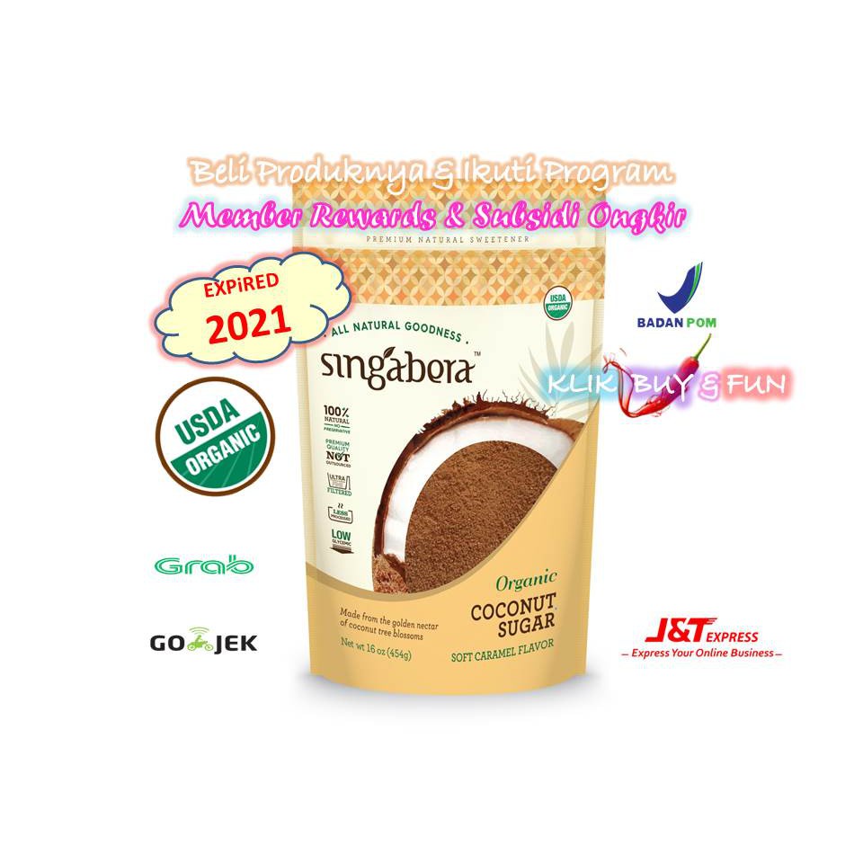 

Singabera Organic Coconut Sugar 454 Gram Gula Kelapa Organik 454 Gram