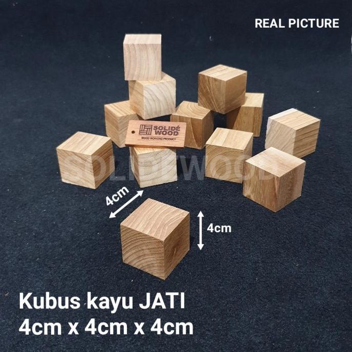 Open DS] balok kubus kayu jati 4cm x 4 cm
