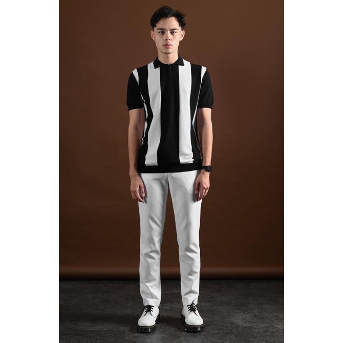 KAOS POLO PREPP STUDIO ZIPPY POLO BLACK WHITE