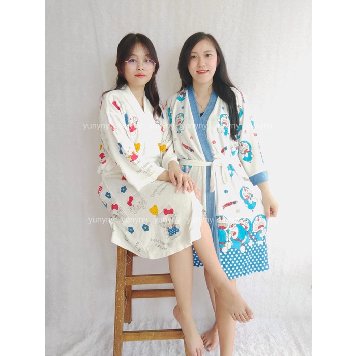 Kimono Kimono Handuk Dewasa Motif Hello Kitty(I8W8) Kimono Lingerie Kimono Handuk Tebal Kimono Jumbo