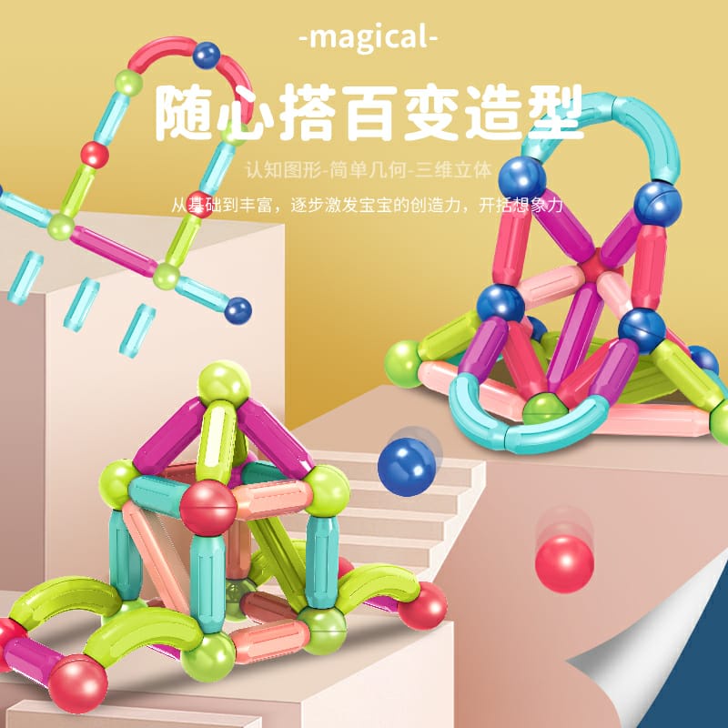 [Tma] Mainan Magic Magnetic Bar / Mainan Susun Tiang Dan Bola Magnet / Mainan Edukasi Anak