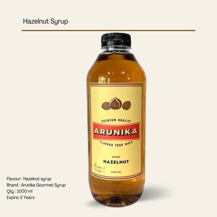 

Hazelnut Syrup Arunika 1 Liter