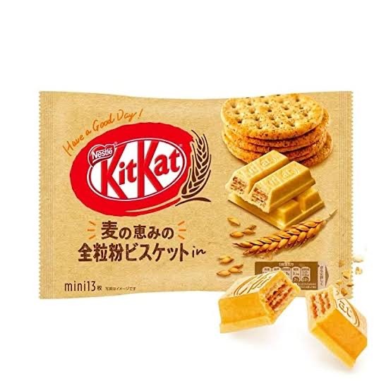 

Coklat Kitkat Whole Grain Biscuit [Kitkat X Lotus Biscoff] 124.3G