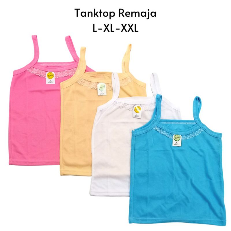 1 lusin singlet anak remaja warna warni termurah | tanktop kamisol remaja renda warna warni