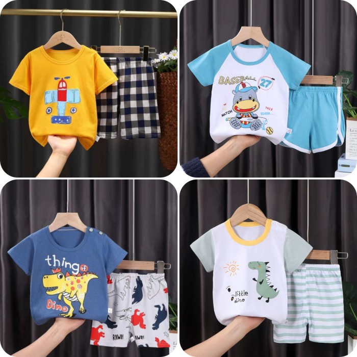 Baju Setelan Anak Laki Laki Harian Import Bahan Katun
