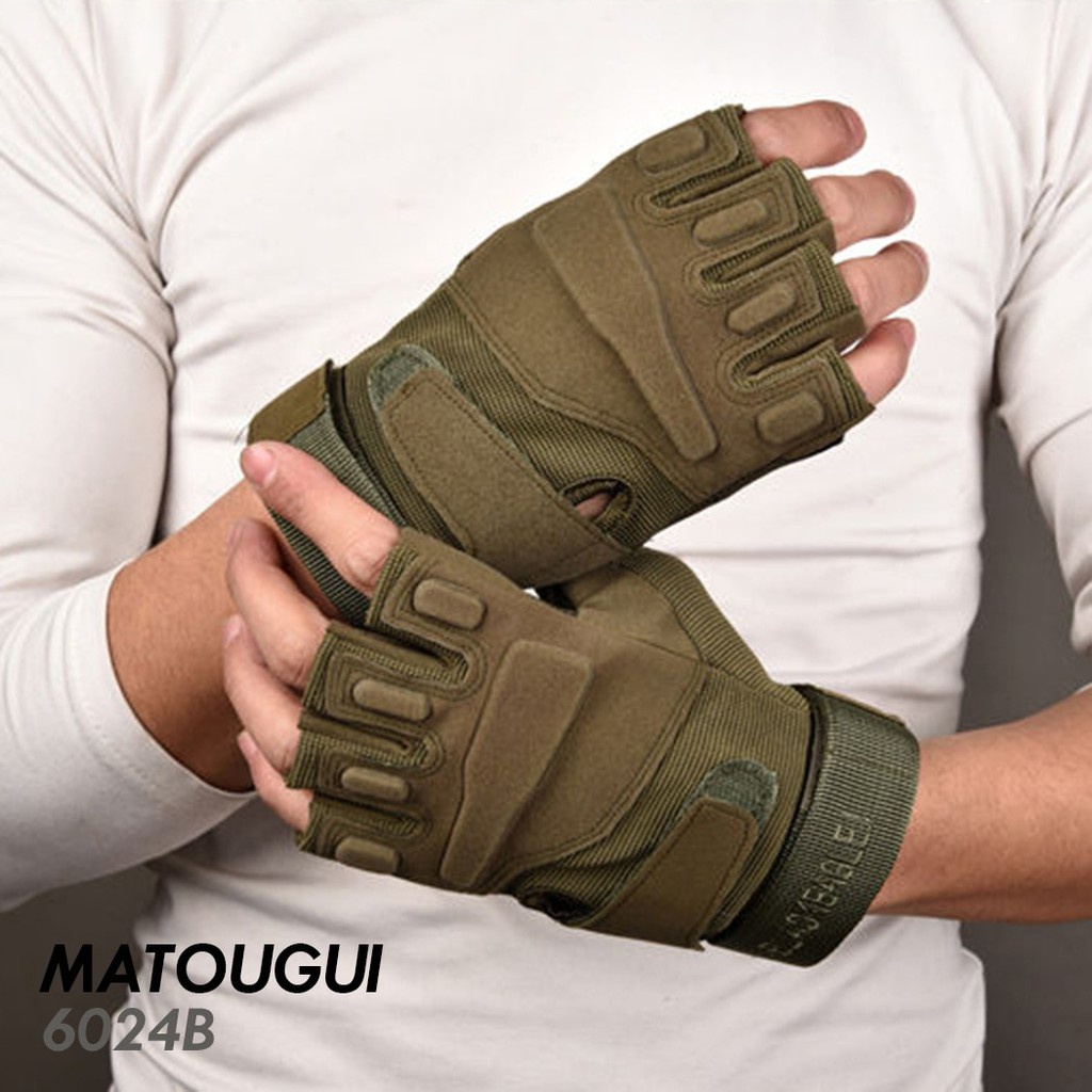 Mtg Sarung Tangan Motor Setengah Jari Tactical Gloves Bahan Kulit 6024B