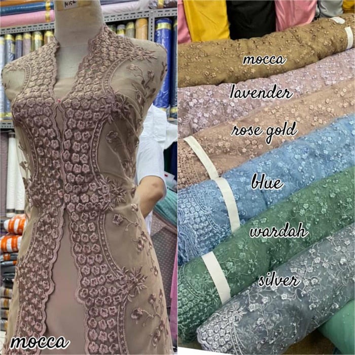 TULLE EMBORDIR KOREA/kain brokat tile/kain tille termurah/kain kebaya