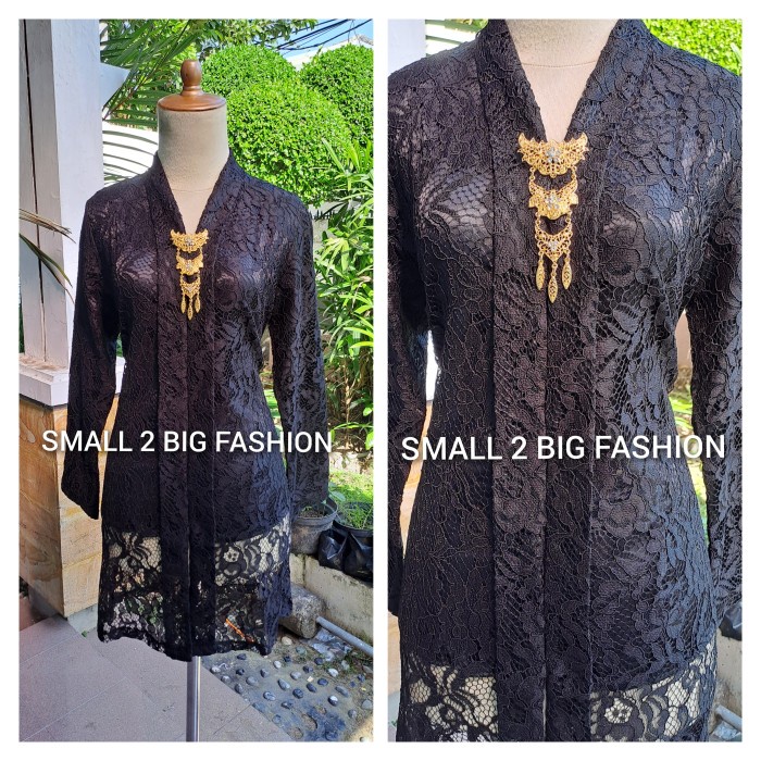atasan kebaya modern muslim brukat brokat hitam panjang s m l xl