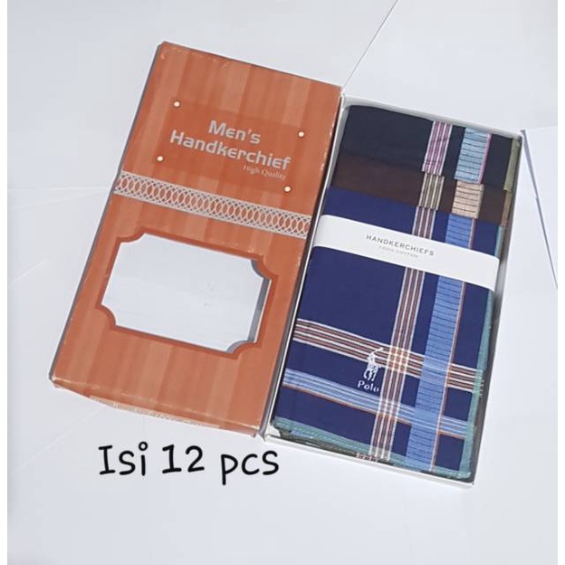 12 Piece Sapu Tangan Pria Katun Warna Gelap Saputangan Handkerchief