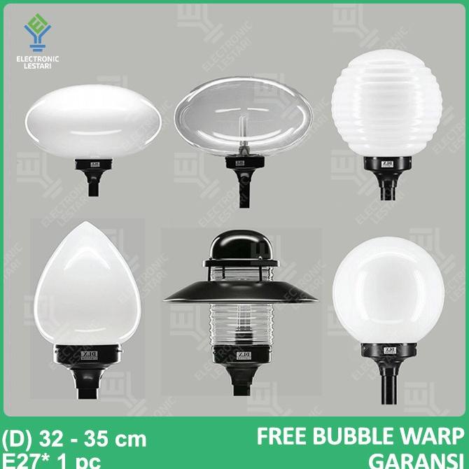 Lampu Taman Outdoor Tiang Pilar Waterproof Hias Bulat Putih 30 Cm To-2