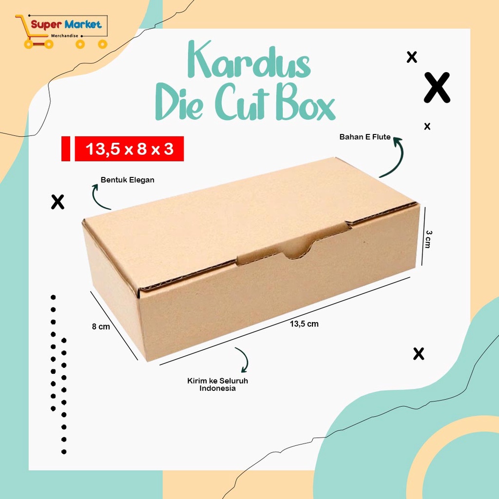 

BOX KARDUS 13,5X8X3 / DIE CUT KOTAK BUNGKUS PACKING SOUVENIR / BOX DUS KOTAK KADO HAMPERS POLOS / KARTON CORRUGATED