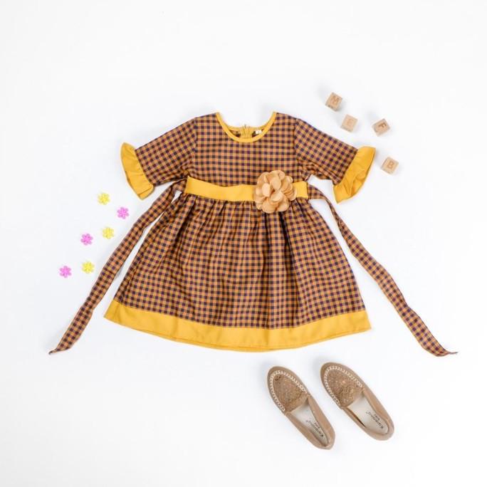 PROMO BAJU DRESS ANAK PEREMPUAN 1 TAHUN - 3 TAHUN MOTIF KOTAK TANGAN CACASHAQUILA