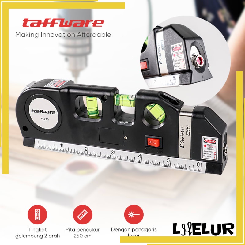 

Penggaris Laser 250cm Waterpass 2 Arah Taffware LEVELPRO3 TL243