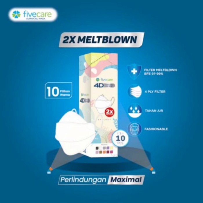 MASKER FIVECARE 4D SURGICAL MASK SURGICAL 4PLY FILTER -Tatasie