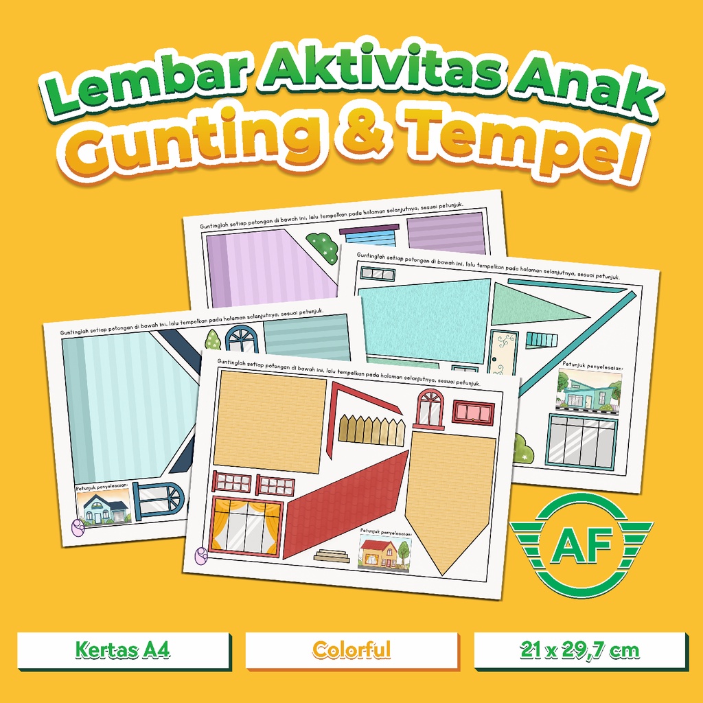 

Lembar Aktivitas Gunting & Tempel Tema Rumah | Worksheet Lembar Kerja | Lembar Aktivitas Anak | Gunting Tempel | Rumah