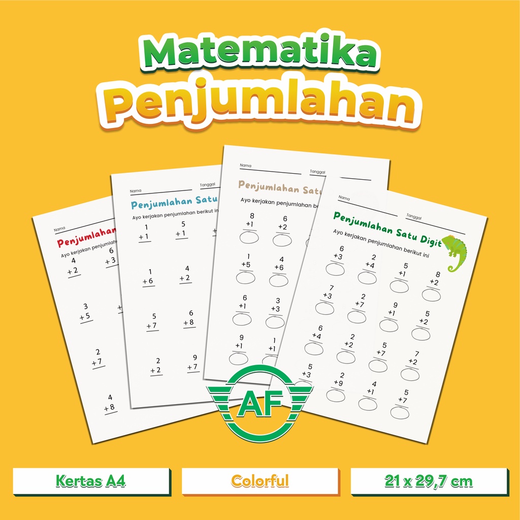 

Lembar Aktivitas Matematika Penjumlahan Satu Digit | Worksheet Lembar Kerja | Lembar Aktivitas Anak | Matematika | Penjumlahan