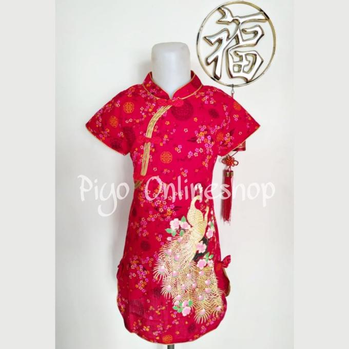 Kidssnow_ Cheongsam Imlek Anak Perempuan 2 - 7 Tahun (Bunga Coin Gold) Limited Edition