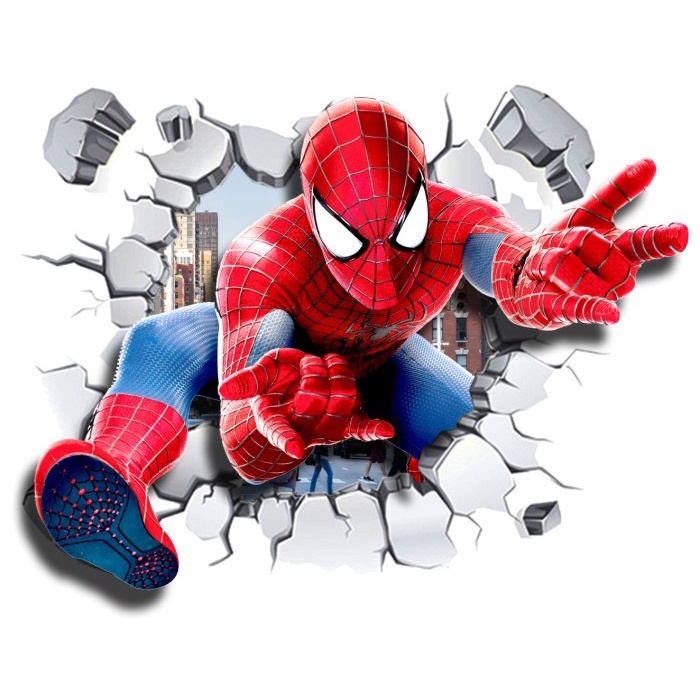 Emmir Stiker Dinding Wall Sticker 3D Spiderman Superhero Marvel