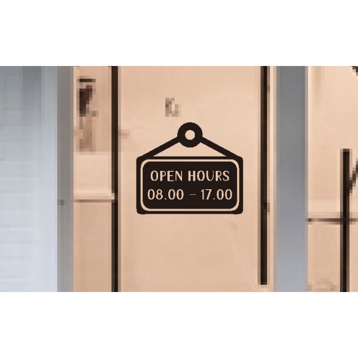 Stiker Custom Open Hours Jam Buka Tutup Toko Warnet Cafe Sign Sticker