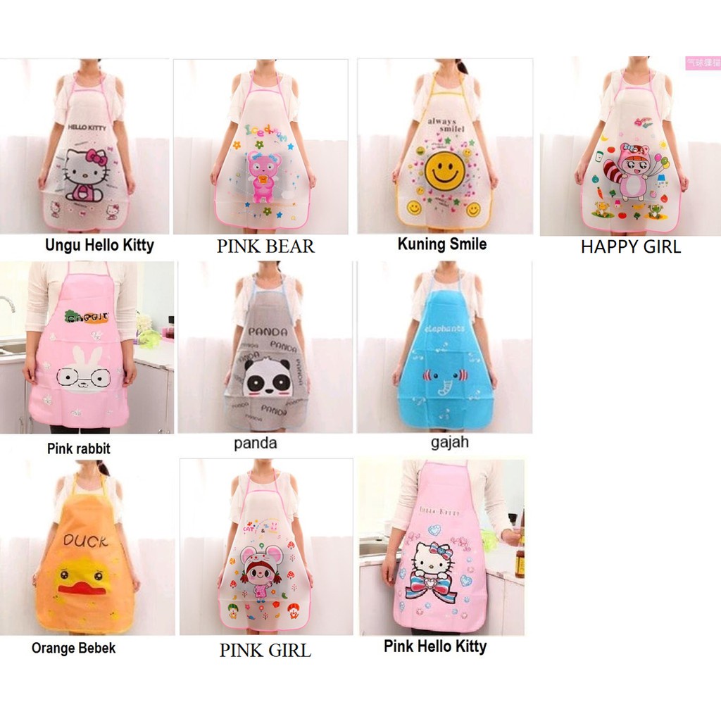 ELBER HL0010 Celemek Plastik Karakter Bahan PVC Waterproof Apron Masak Motif Murah