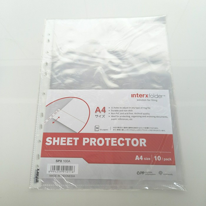 

Sheet Protector A4 InterX Folder SPX 100A 1 Pack 10 Buah