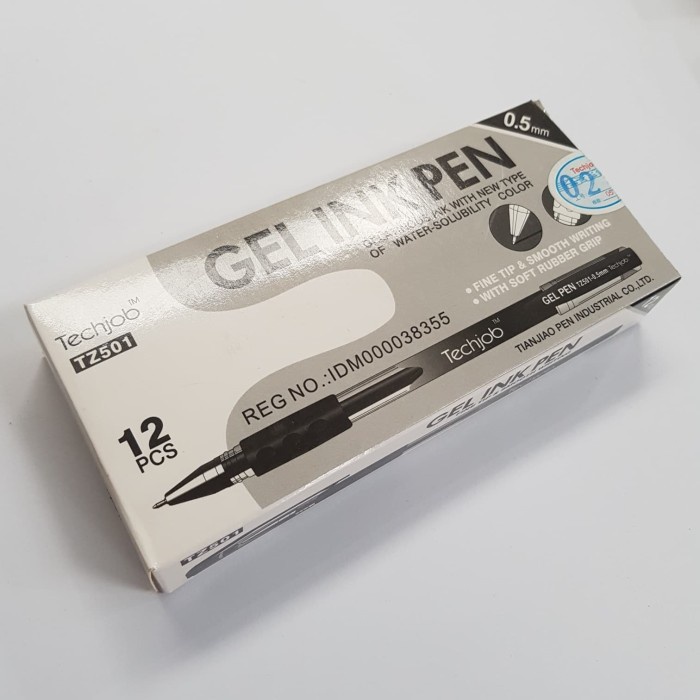 

Bolpen/ Pulpen Gel Techjob 0.5 Hitam Lusin