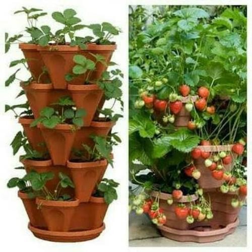 Promo Pot Tanaman Gantung Susun 5 + Tatakan Bawah Bunga Tingkat Vertikal S5 Terbaru