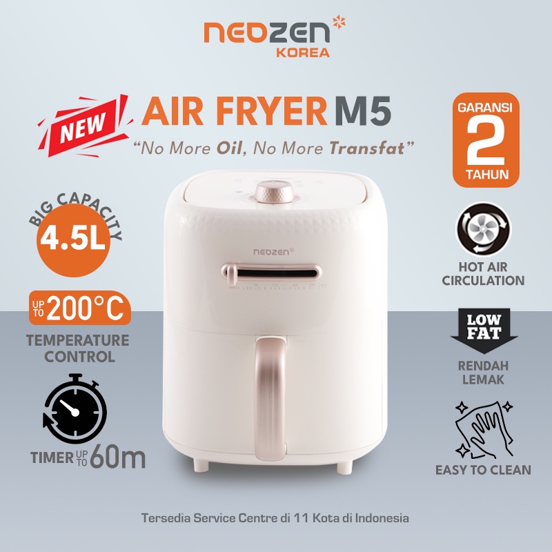 Neozen Air Fryer M5 - 4,5Liter Low Watt Penggorengan Tanpa Minyak