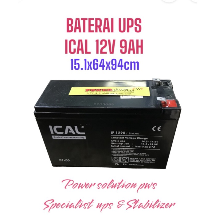 AKI BATERAI UPS ICA 12V 9 AH. BATTERY COMPATIBLE FOR UPS APC PROLINK