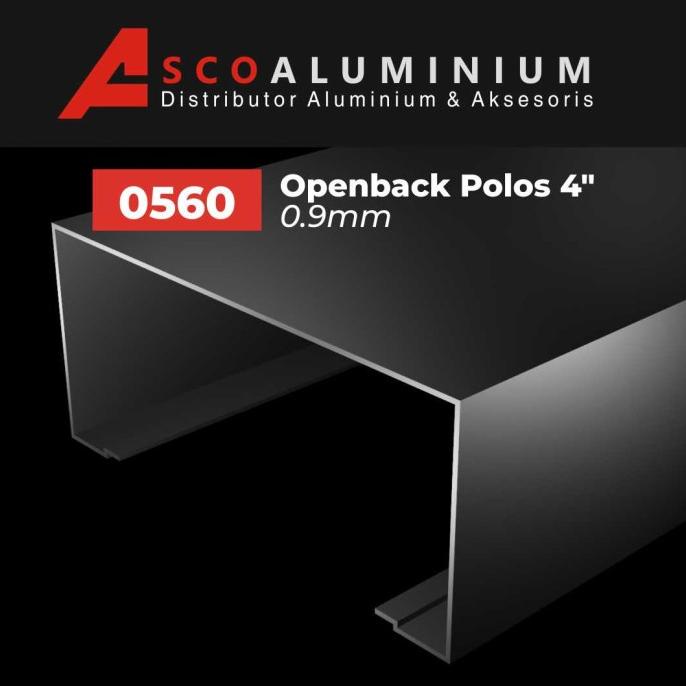 Aluminium Open Back Polos Profile 0560 Kusen 4 Inch Kualitas Premium
