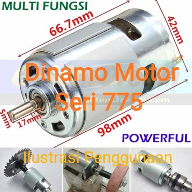 Gearbox Dinamo Motor Type 775 DC 12V High Speed Torsi Bor Gerinda