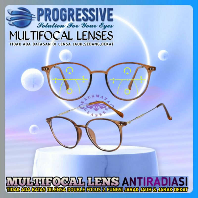 Kacamata Baca Progressive Pria Wanita Kacamata Plus Baca dan Jalan Frame Kacamata Progressive Anti~R