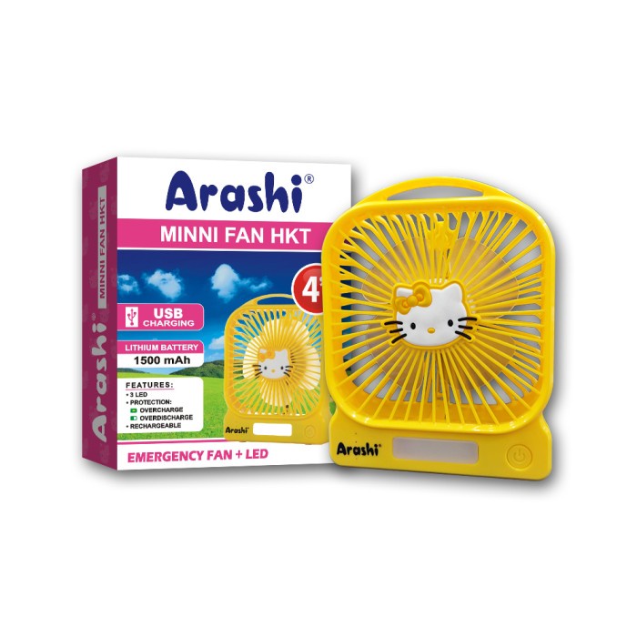 TERLARIS Arashi Minni Fan 4" HKT Kipas Angin Mini Portable + Lampu LED /KIPAS ANGIN MINI/KIPAS ANGIN