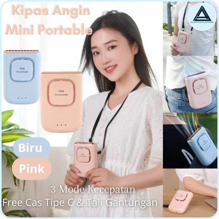 TERLARIS Kipas Angin Portable Mini Fan Multifungsi Gantung Leher Travel 3 Mode /KIPAS ANGIN