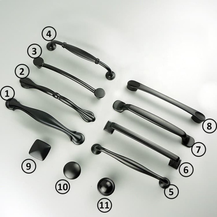 Handle Gagang Knob Tarikan Laci Furniture Lemari Hitam Polos Panjang