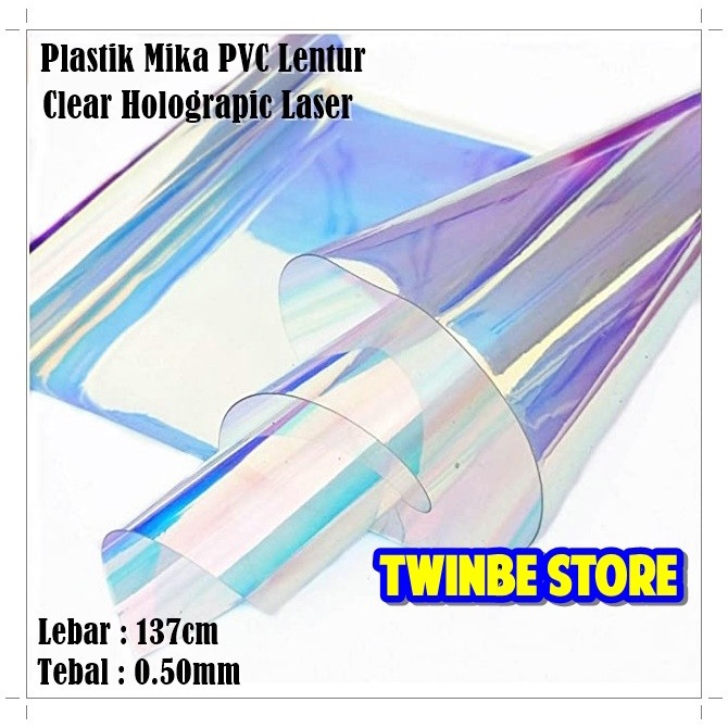 

Plastik Mika Lentur Bening PVC Hologram Laser Tebal 0.50mm Lebar 137cm