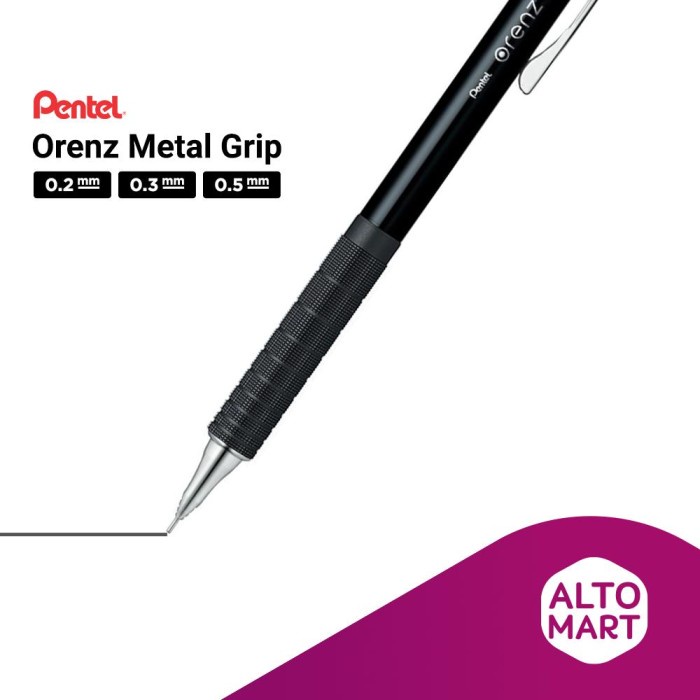 

Pentel ORENZ METAL GRIP Mechanical Pencil 0.2 0.3 0.5 mm mekanik