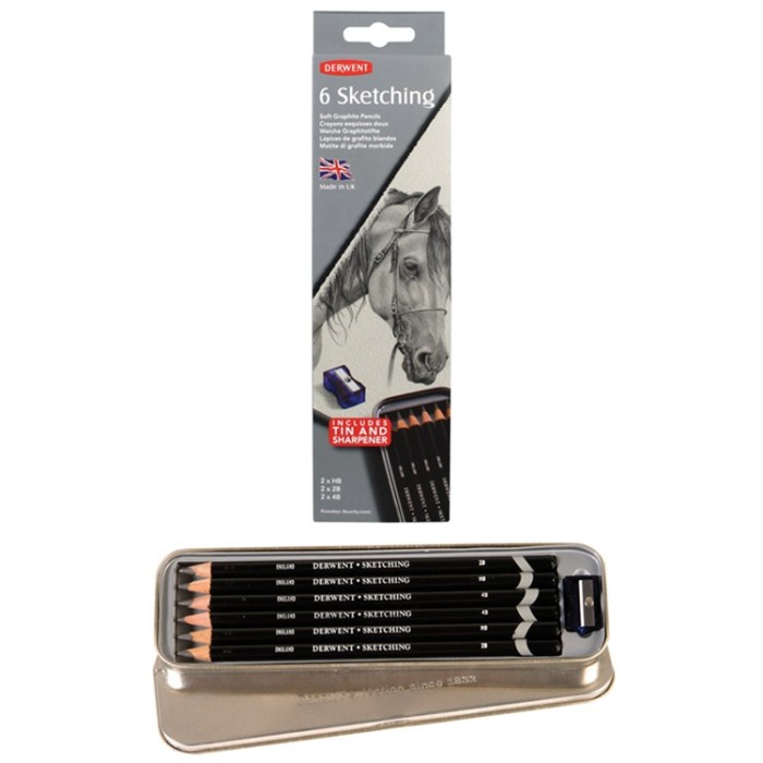 

Pensil Gambar Derwent Sketching Pencil 6 Metal Tin Drawing