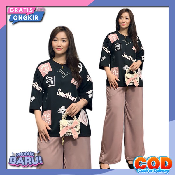 One Set Kekinian Atasan Stel Celana Baju 1 Setel Cewe Oneset Korean Style Baju Satu Stel Pakaian 1 S