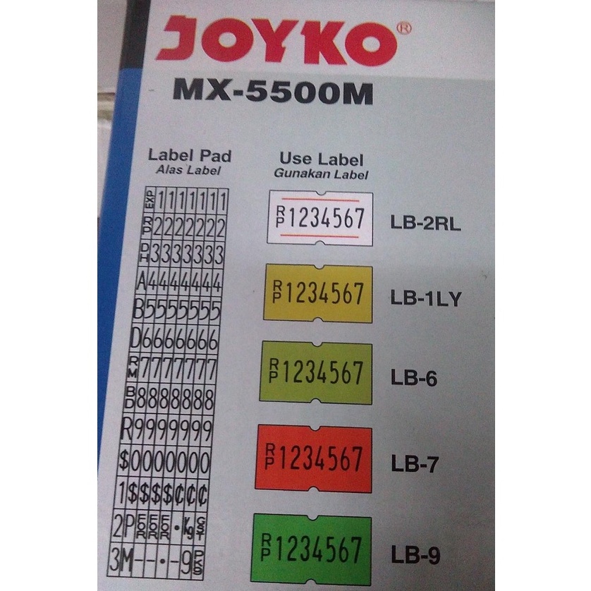 

Mesin Label Harga Alat Merk Joyko Mx 5500 M / 1 Baris /Price Labeller Exparid Exp + Label Joyko