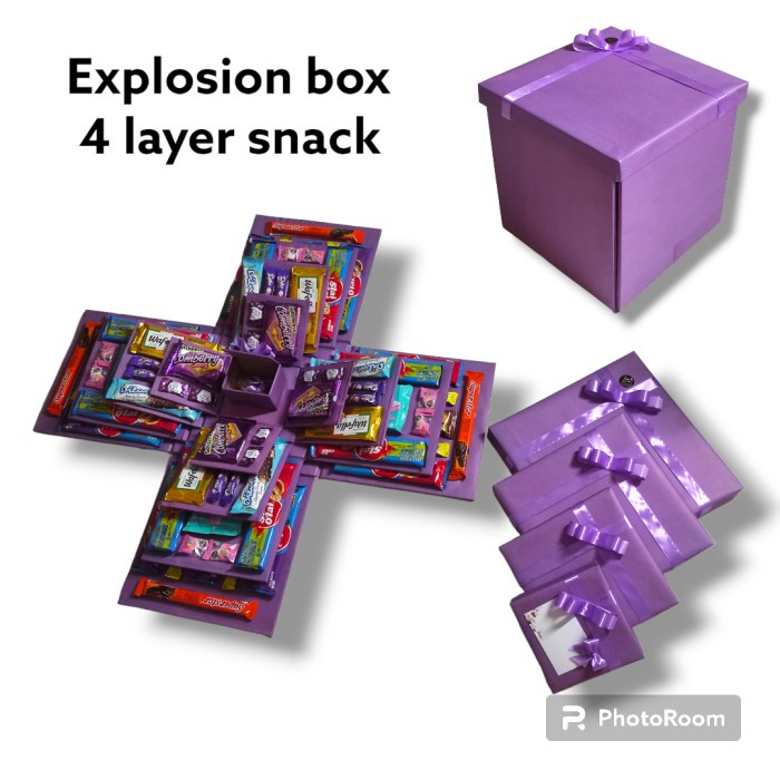 Hariya Explosion Box Snack 4 Layer Hadiah Kekinian Suprise Box,Box Kejutan